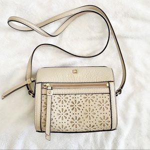 Kate Spade Beige Floral Cut Crossbody
